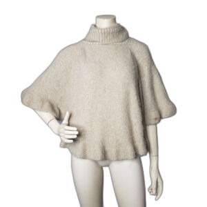 Akemi + Kin for ANTHROPOLOGIE Tan Turtleneck Caplet Cape Sweater One Size